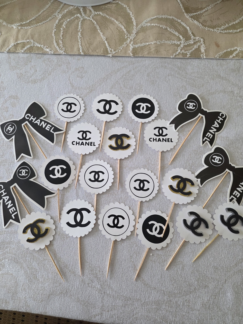Inspired Black & White Party Cupcake Toppers - Set of 20